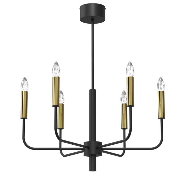 LUMINEX 4279 żyrandol Akasya black/gold 6xE14