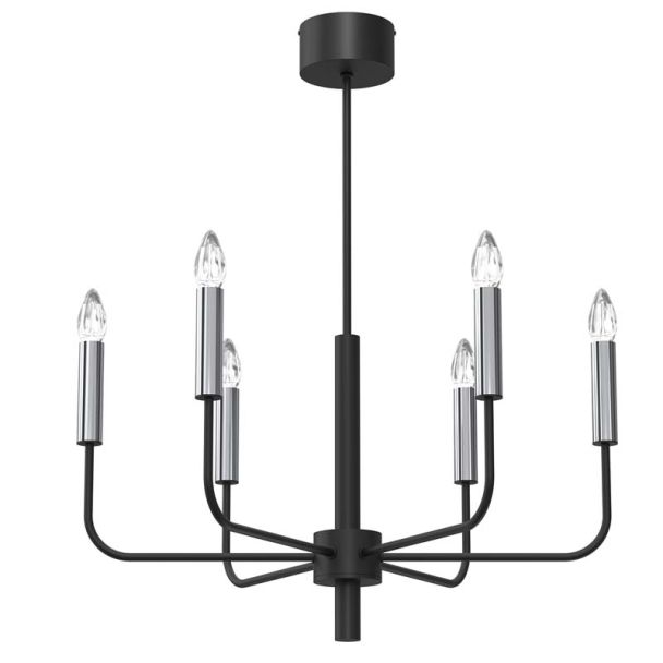 LUMINEX 4282 żyrandol Akasya black/chrome 6xE14