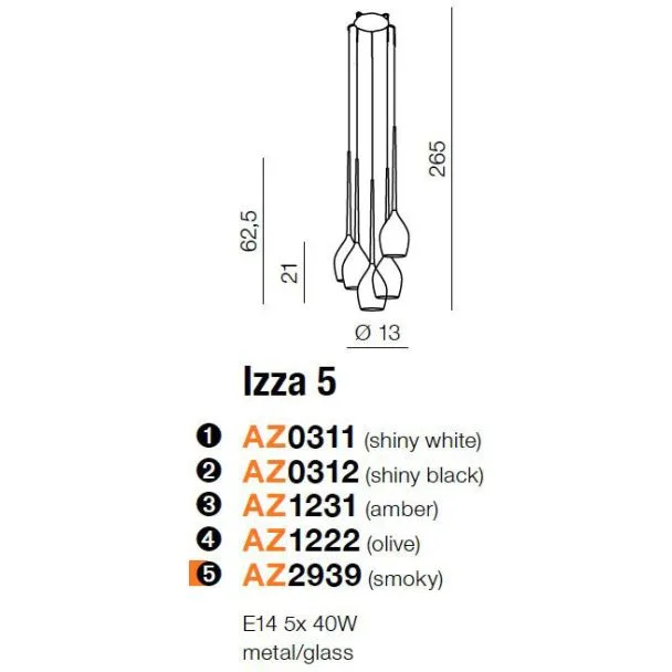 AZZARDO AZ2939 Izza 5 smoky