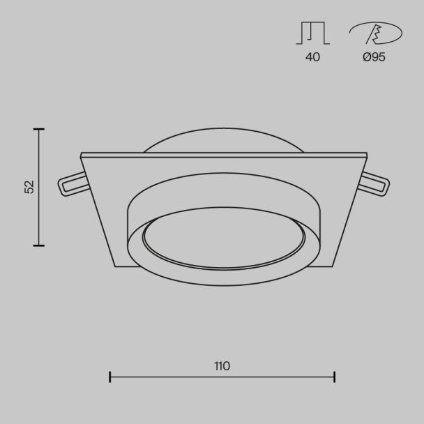 MAYTONI DL086-GX53-SQ-B Hoop Downlight czarny