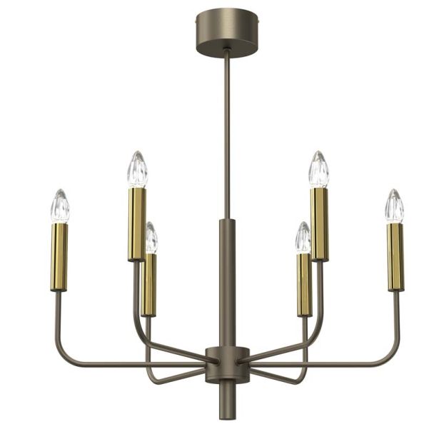 LUMINEX 4383 żyrandol Akasya titanium gold/gold 6xE14