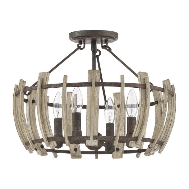 ELSTEAD Wood Hollow QZ-WOOD-HOLLOW-SF 4 Light Semi-Flush