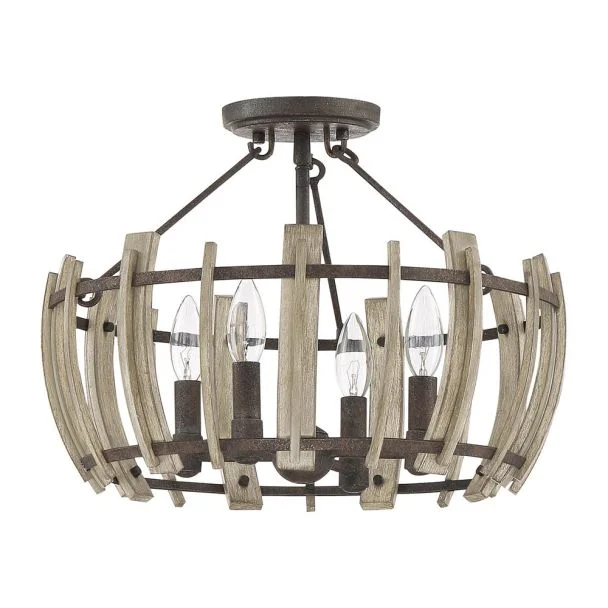 ELSTEAD Wood Hollow QZ-WOOD-HOLLOW-SF 4 Light Semi-Flush