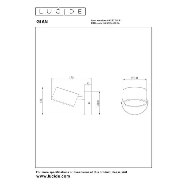 LUCIDE GIAN 44217/08/41 kinkiet