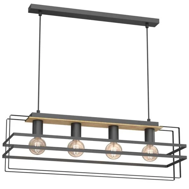 LUMINEX 4455 żyrandol Kortez black/wood 4xE27