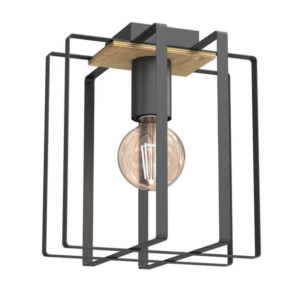 LUMINEX 4459 plafon Kortez black/wood 1xE27