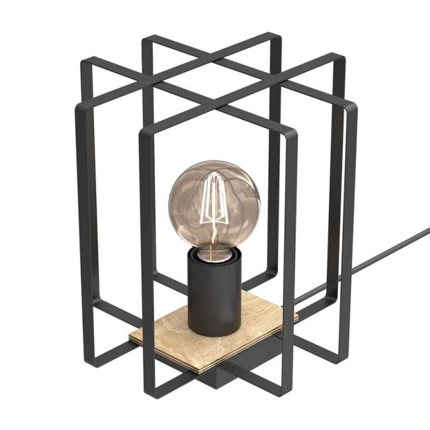 LUMINEX 4460 lampka gab. Kortez black/wood 1xE27