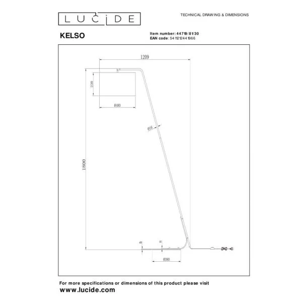 LUCIDE KELSO 44719/81/30 lampa podłogowa