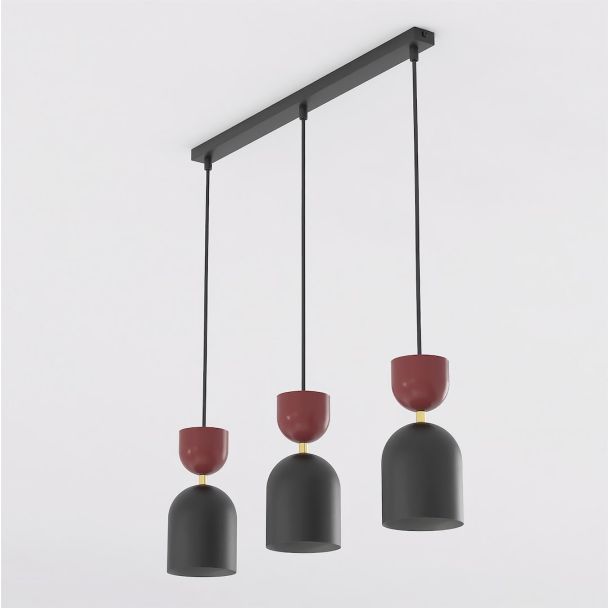 EMIBIG 1737/3B GAUDI 3 BLACK BURGUNDY Lampa wisząca