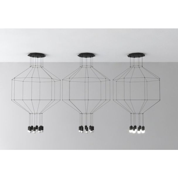 Step into Design XT080-8P Lampa wisząca LINEA-8 czarna 80 cm