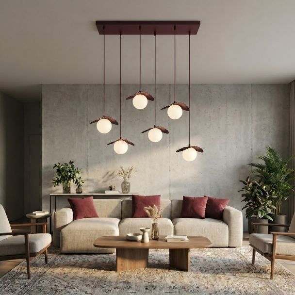 EMIBIG 1761/6 FLORA 6 BURGUNDY OPAL Lampa wisząca
