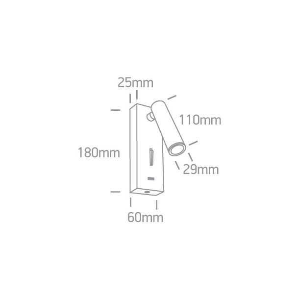 ONE LIGHT 65746A/W/W Kandila USB biała przyłóżkowa oprawa COB LED 3000K 3W IP20 z USB i przełącznikiem