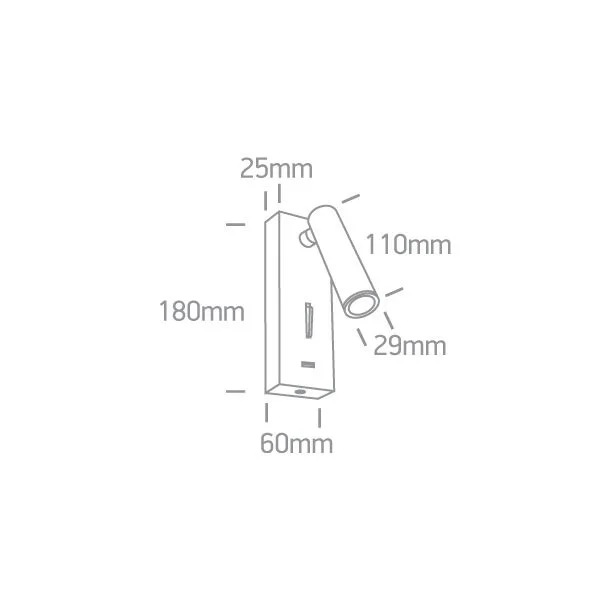 ONE LIGHT 65746A/W/W Kandila USB biała przyłóżkowa oprawa COB LED 3000K 3W IP20 z USB i przełącznikiem