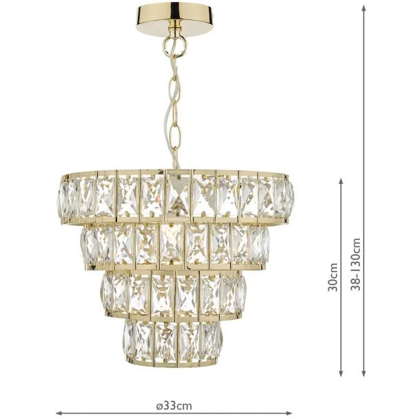 DAR CER0135 CERYS 1LT 4 TIER PENDANT CRYSTAL & GOLD