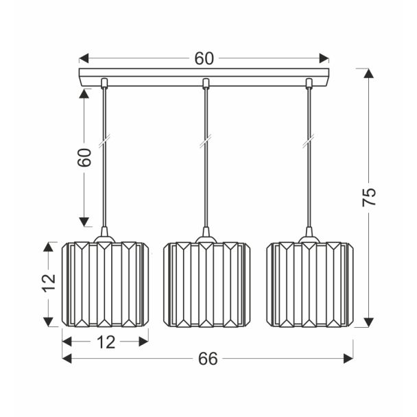 CANDELLUX 33-21120 GLASSIA LAMPA WISZĄCA CZARNY 3X40 E27 KLOSZ CZARNY+KRYSZTAŁY BEZBARWNE