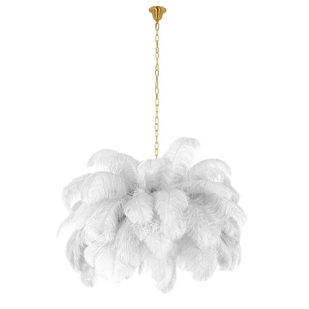 MOOSEE MSE1501100525 lampa wisząca TIFFANY 135 biała mosiądz / naturalne pióra
