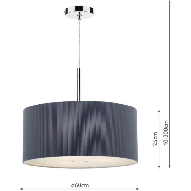 DAR ZAR1739 ZARAGOZA 3LT PENDANT 60CM GREY