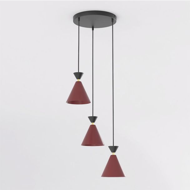 EMIBIG 1740/3PREM KLEVER 3PREM BURGUNDY BLACK Lampa wisząca