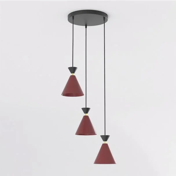 EMIBIG 1740/3PREM KLEVER 3PREM BURGUNDY BLACK Lampa wisząca