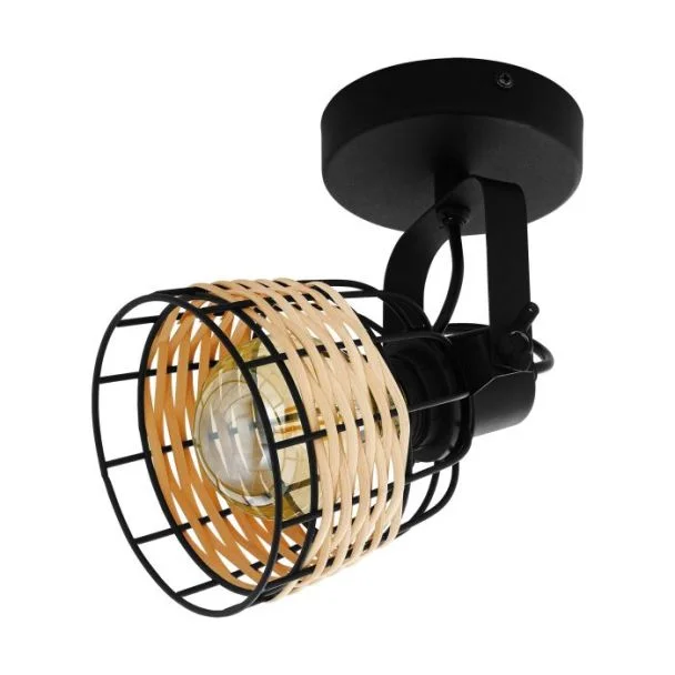 EGLO 43324 LAMPA ANWICK 1 SPOT WL/DL/1 E27 SCHWARZ/RATTAN ANWICK 1