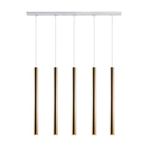 ANTIGO Lampa wisząca Akadi 5 - Mosiądz polerowany-biała (700 mm) 8888