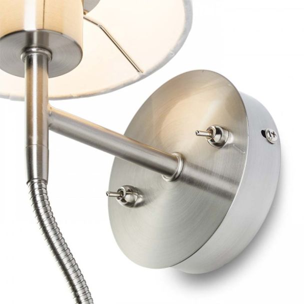 RENDL R10580 VERSA ścienna z abażurem biała nikiel mat 230V E27+ LED 42+3W 40° 3000K