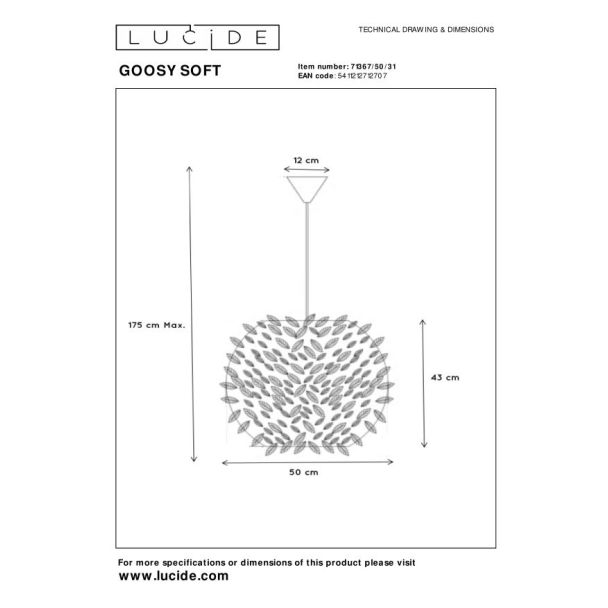 LUCIDE GOOSY 71367/50/31 LAMPA WISZĄCA - NOWOCZESNA