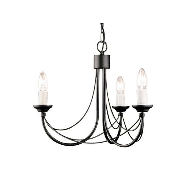 ELSTEAD CARISBROOKE CB3 BLACK 3Lt Chandelier/Semi-Flush