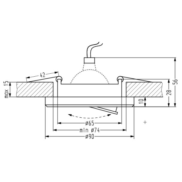 CANDELLUX 2263816 SSU-15 CH/BK MR16 CHROM oczko sufitowe lampa sufitowa. STROP. UCHYL. OKRĄGŁA SZKŁO CZARNE