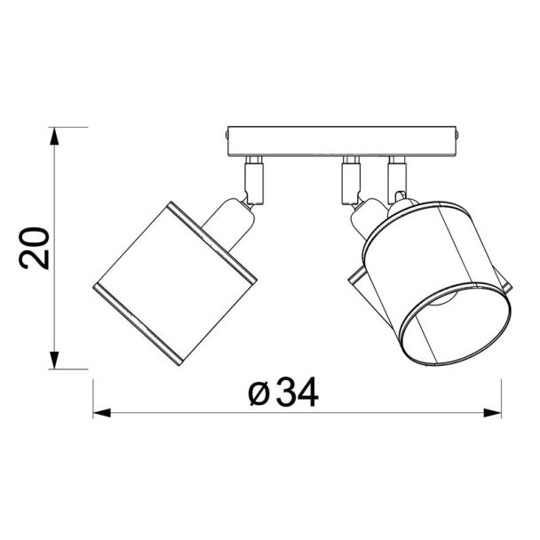LUMINEX 5297 spot Rattan plate dia 200 black, shade dia 100, h 100, 3xE27