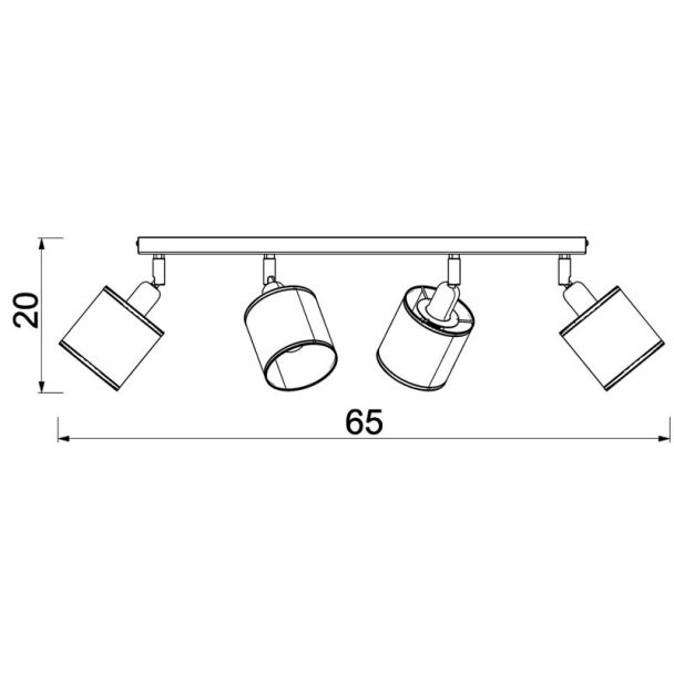 LUMINEX 5298 spot Rattan line bar 600 black, shade dia 100, h 100, 4xE27