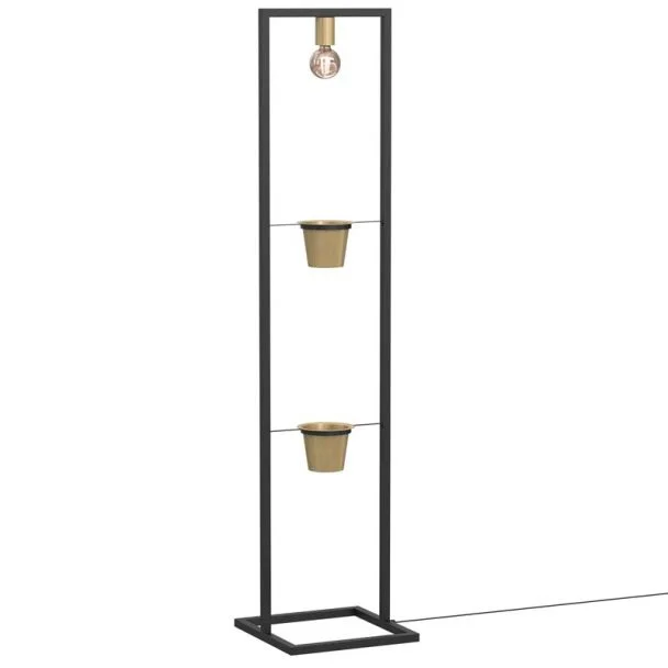 LUMINEX 5373 lampa podł Flores (2 gold flower pots) black/gold 1xE27