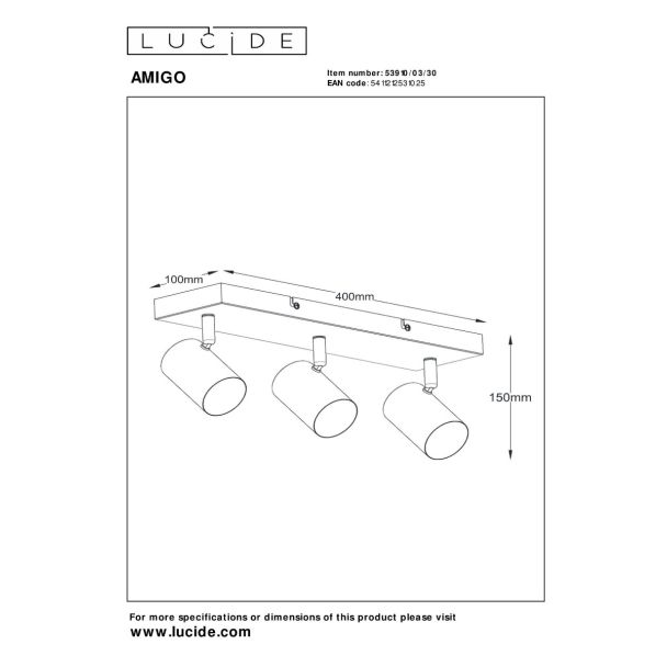 LUCIDE AMIGO 53910/03/30 lampa sufitowa