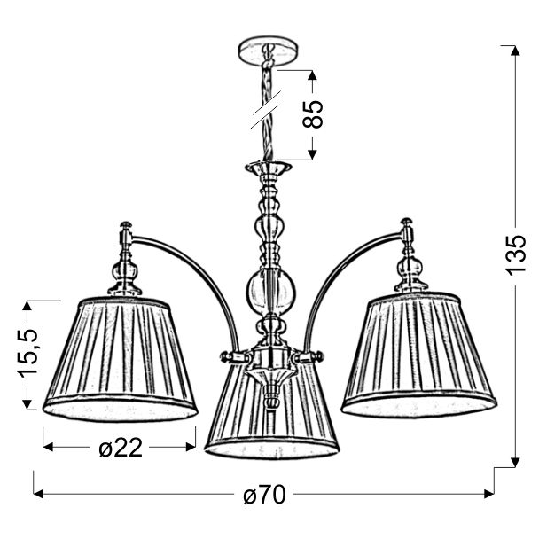 CANDELLUX 33-13842 AUSTIN ZWIS 3X40W E14 PATYNA