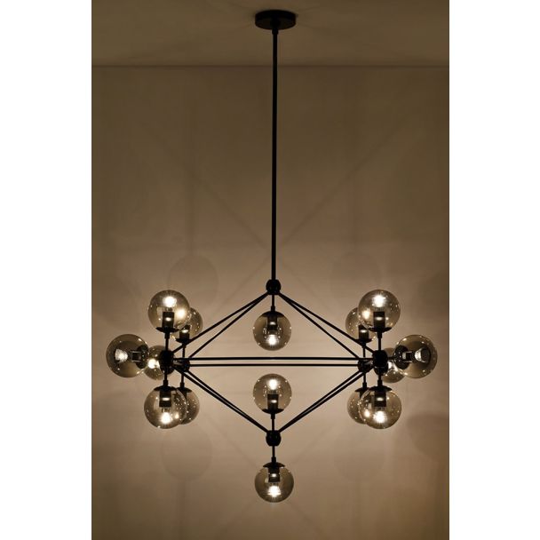King Home MD10230-15 Lampa wisząca PLANETARIO 15 czarna - klosze dymione