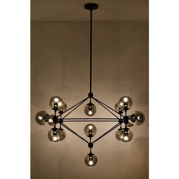 King Home MD10230-15 Lampa wisząca PLANETARIO 15 czarna - klosze dymione