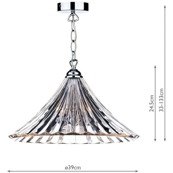 DAR ARD868 ARDECHE 1LT LRG PEND CLEAR GLASS/POL CHR FINISH