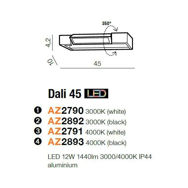 AZZARDO AZ2790 Dali 45 3000K (white)