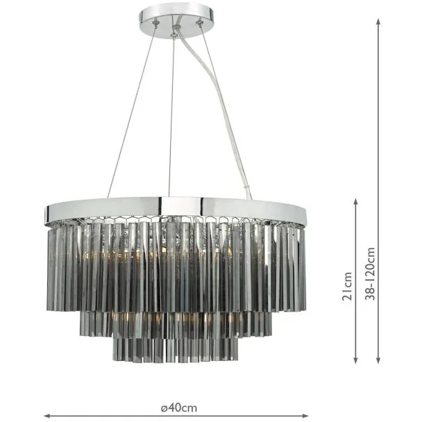 DAR GIO0510 GIOVANA 5LT 3 TIER PENDANT POL CHR/ SMOKED