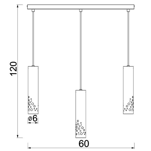 LUMINEX 5722 żyrandol Tibia Buble line bar 600 mm black 3xGU10