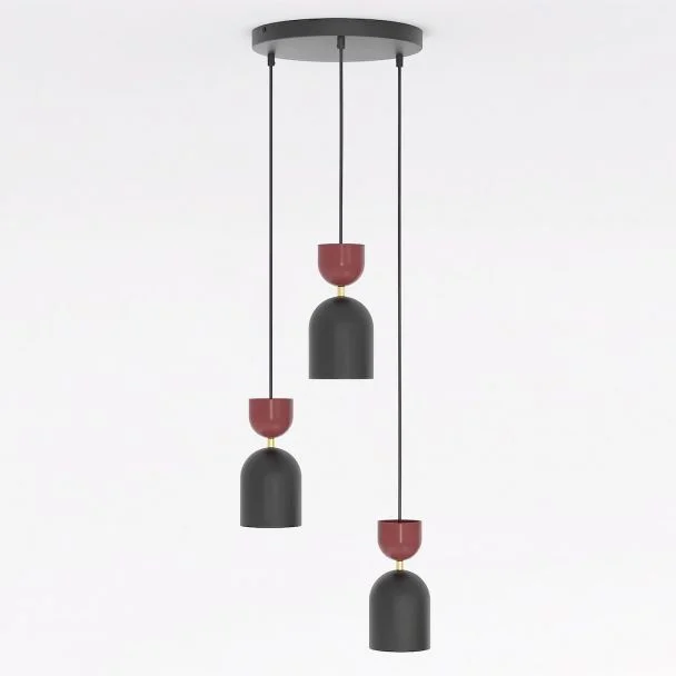 EMIBIG 1737/3PREM GAUDI 3PREM BLACK BURGUNDY Lampa wisząca