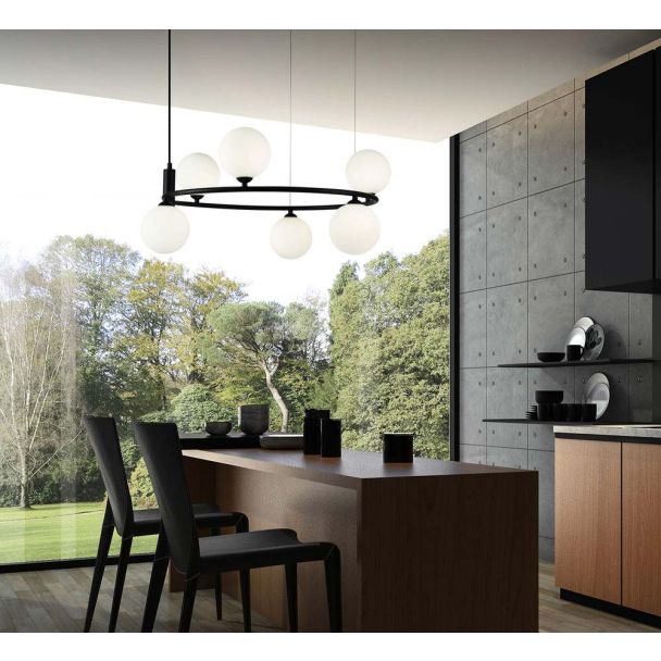 MAYTONI MOD013PL-06B Modern Ring Pendant Lamp Black