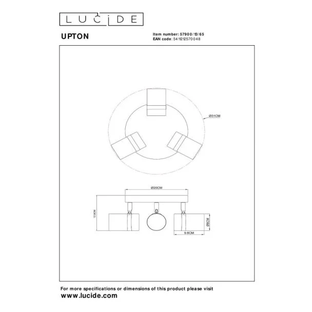 LUCIDE UPTON 57900/13/65 reflektor