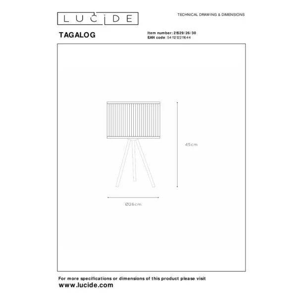LUCIDE 21529/26/30 LAMPA STOJĄCA STOŁOWA TAGALOG