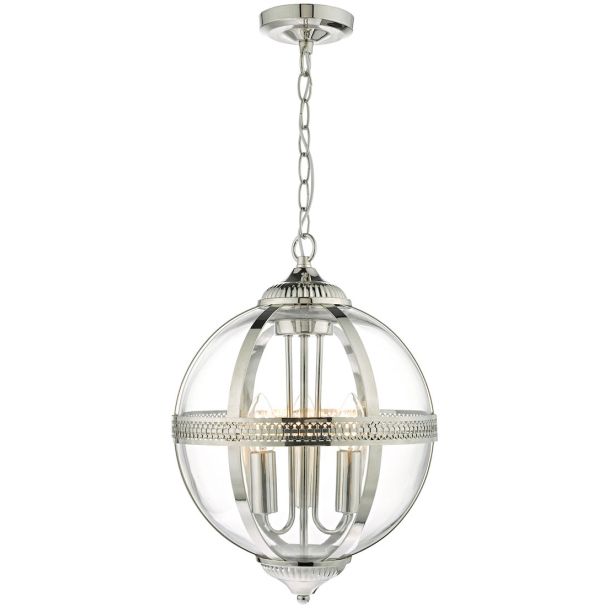 DAR VAN0338 VANESSA 3LT PENDANT POL NICKEL/ CLEAR