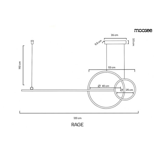 MOOSEE MSE1501100555 lampa wisząca RAGE złota
