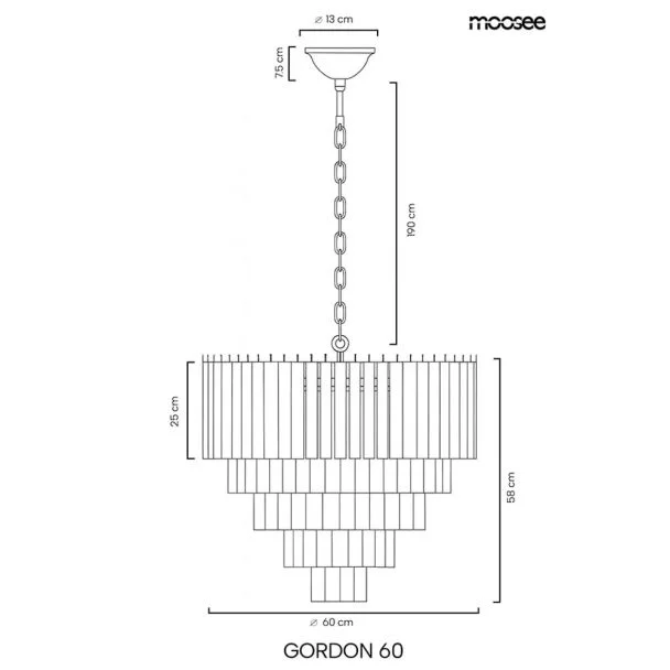 MOOSEE MSE1501100562 lampa wisząca GORDON 60 złota