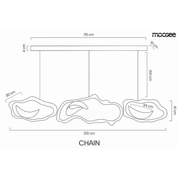 MOOSEE MSE1501100588 lampa wisząca CHAIN 210 złota