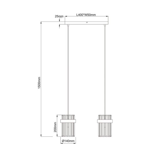 LIGHT PRESTIGE LP-2910/2L CH Lampa wisząca Vetro chrom 2xE14
