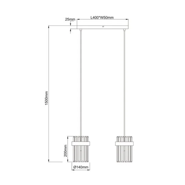 LIGHT PRESTIGE LP-2910/2L CH Lampa wisząca Vetro chrom 2xE14